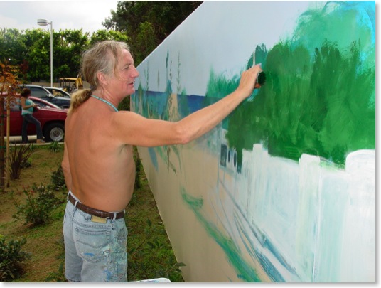 Commercial Art Murals by Kevin Anderson: New Mobile Gas Station: Exterior; work in progress, Leucadia Ca 2007